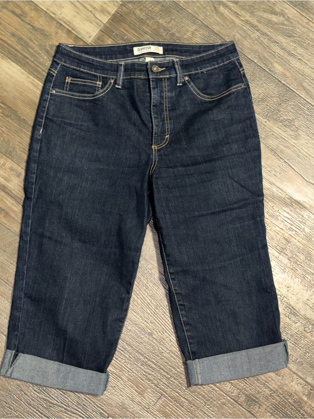 jeanstar Dark Blue Boyfriend Capri Jeans
